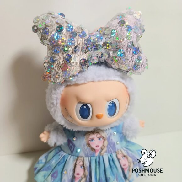 Disney Frozen Elsa Dress with Sparkle Sequin Bow Labubu Outfit - Picture 5 of 7